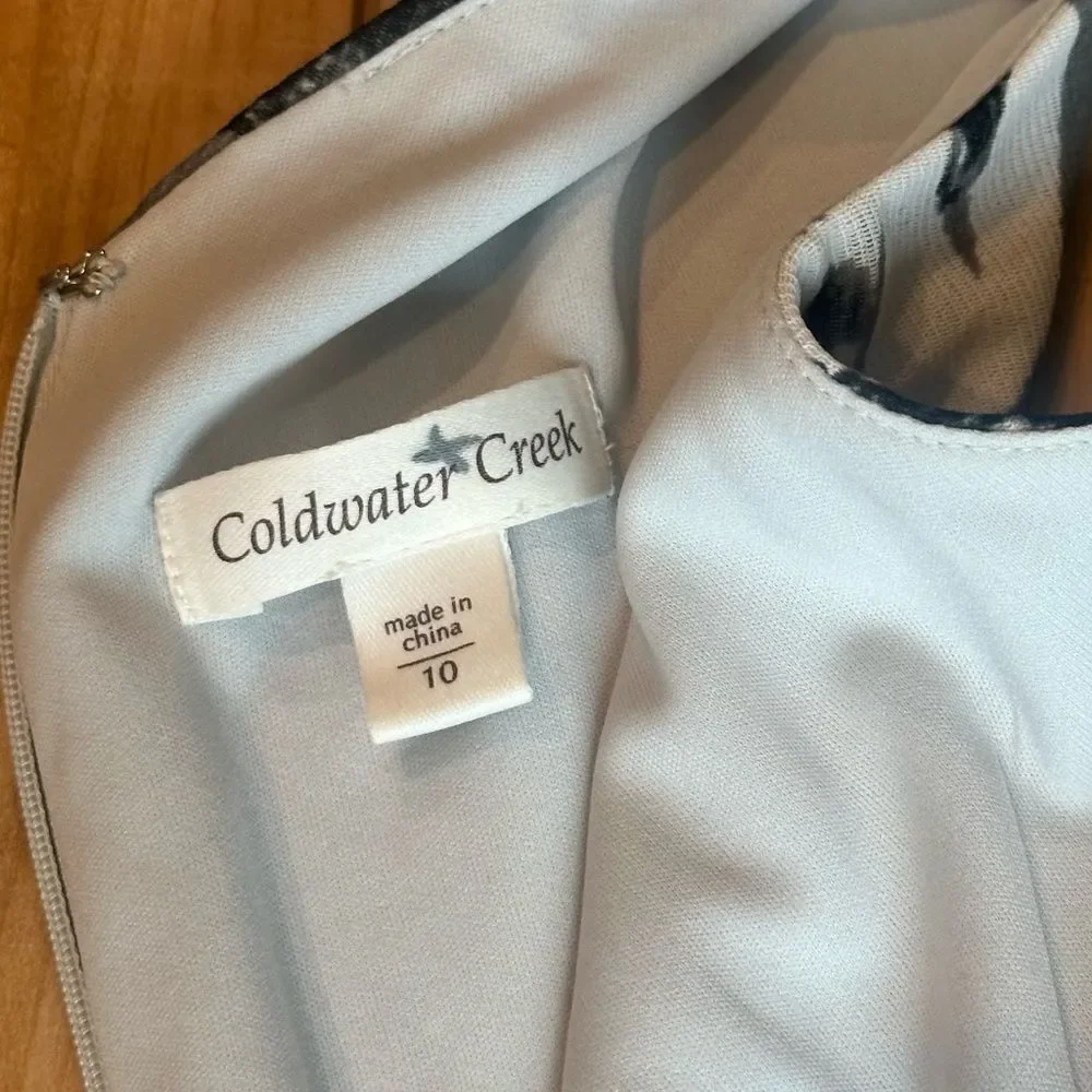 Coldwater Creek Sleeveless Crossover Midi Dress Black/Blue/White